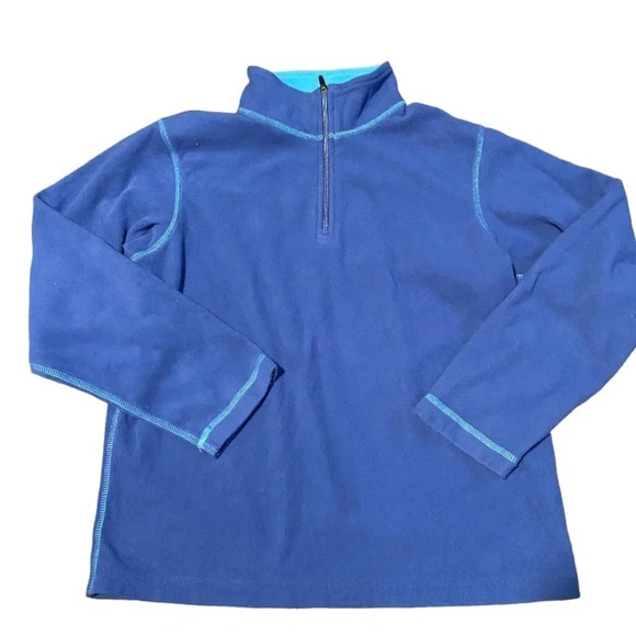 LANDS’END EUC BOYS GIRLS BLUE TOP AHIRT FLEECE SWEATER WINTER SIZE M 10 12 - Picture 1 of 3